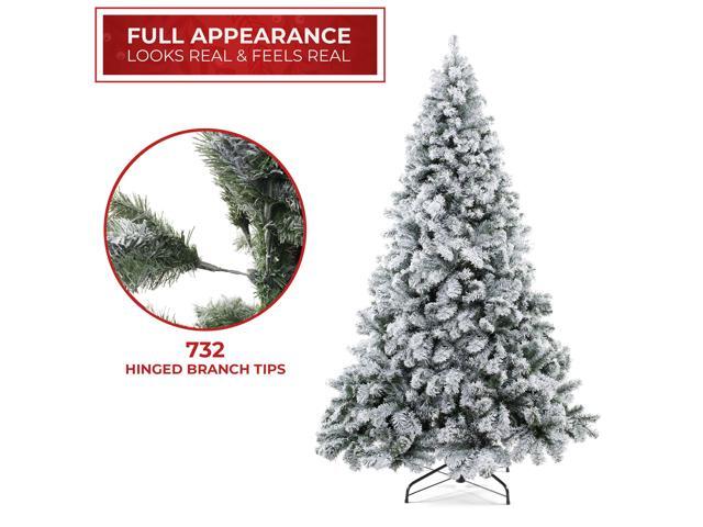 Casafield 6FT Realistic Snow-Flocked Pine Unlit Artificial Holiday Christmas Tree with Sturdy Metal Stand