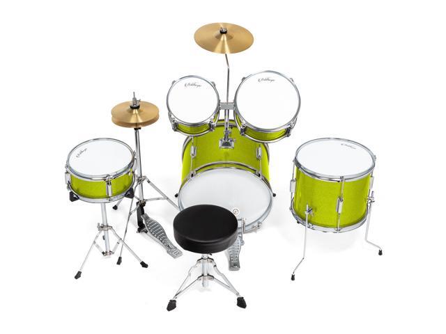 Ashthorpe 5-Piece Complete Junior Drum Set with Genuine Brass Cymbals - Advanced Beginner Kit with 16' Bass, Adjustable Throne, Cymbals, Hi-Hats,...