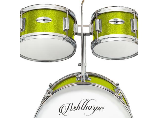 Ashthorpe 5-Piece Complete Junior Drum Set with Genuine Brass Cymbals - Advanced Beginner Kit with 16' Bass, Adjustable Throne, Cymbals, Hi-Hats,...