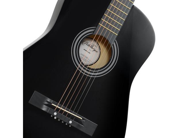 Ashthorpe 38-inch Beginner Acoustic Guitar Package (Black), Basic Starter Kit w/ Gig Bag, Strings, Strap, Tuner, Pitch Pipe, Picks