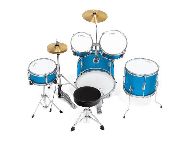 Ashthorpe 5-Piece Complete Junior Drum Set with Genuine Brass Cymbals - Advanced Beginner Kit with 16' Bass, Adjustable Throne, Cymbals, Hi-Hats,...