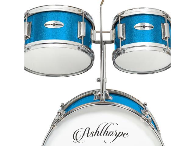 Ashthorpe 5-Piece Complete Junior Drum Set with Genuine Brass Cymbals - Advanced Beginner Kit with 16' Bass, Adjustable Throne, Cymbals, Hi-Hats,...