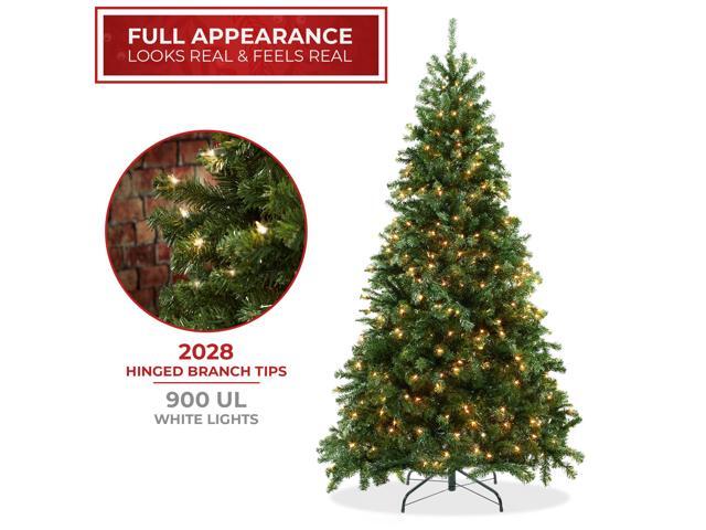 Casafield 9FT Realistic Pre-Lit Green Spruce Artificial Holiday Christmas Tree with Sturdy Metal Stand