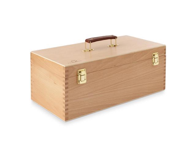 7 Elements Wooden Art Supply Storage Organizer - Large Beechwood Artist Tool Box with Drawer