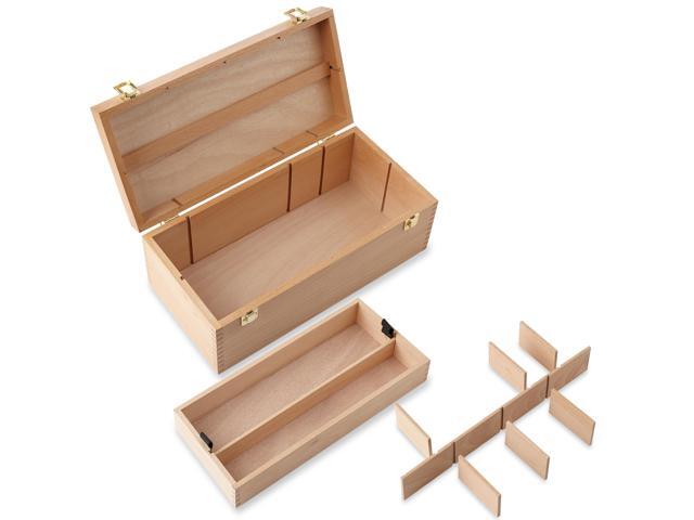 7 Elements Wooden Art Supply Storage Organizer - Large Beechwood Artist Tool Box with Drawer