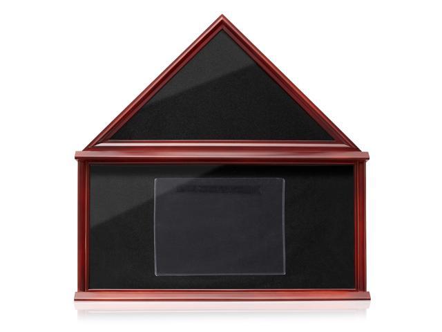 Reminded Large Military Shadow Box Memorial Flag Display Case fits 5' x 9' Flag, Solid Wood Mahogany Finish