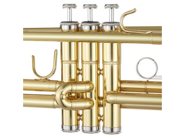 Ashthorpe Standard Bb Trumpet with Gold Brass Finish - Includes Case, Mouthpiece, Gloves, Cleaning Cloth, Valve Oil