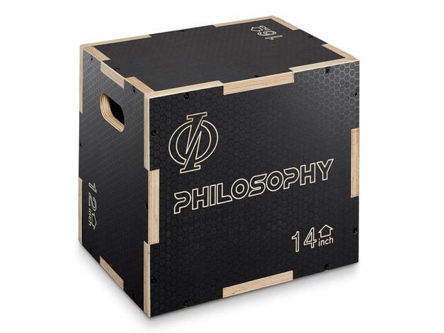 Philosophy Gym 3-in-1 Non-Slip Wooden Plyo Box - 16' x 14' x 12', Wood Plyometric Jump Box for Home Gym, HIIT, Step-Ups, and Strength Training - Black
