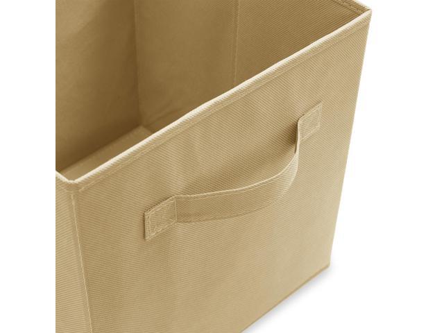 Casafield Set of 6 Collapsible Fabric Cube Storage Bins, Sandy Beige - 11' Foldable Cloth Baskets for Shelves, Cubby Organizers & More