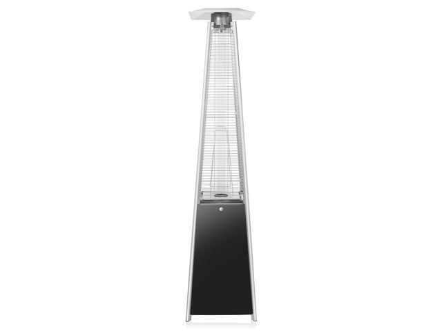 Casafield Outdoor Propane Patio Heater with Wheels, Black - Modern Dancing Flame, Commercial & Residential, Uses Standard 20lb LP Gas Tank