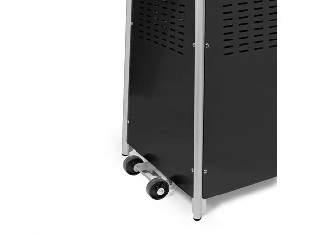 Casafield Outdoor Propane Patio Heater with Wheels, Black - Modern Dancing Flame, Commercial & Residential, Uses Standard 20lb LP Gas Tank