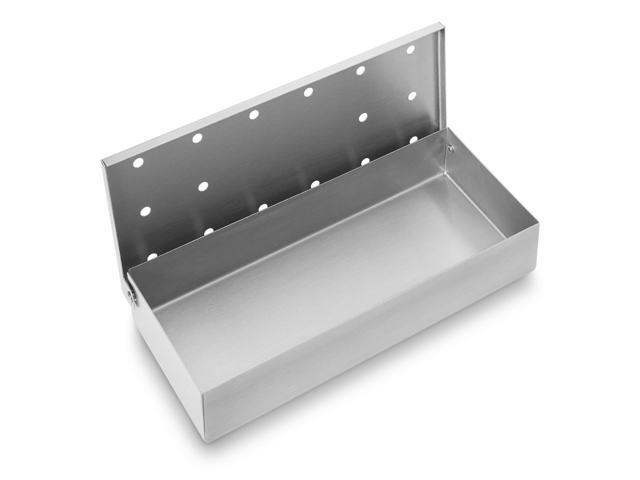 Pure Grill BBQ Smoker Box - Heavy Duty Stainless Steel with Hinged Lid for Wood Chips - Barbecue Meat Smoking for Charcoal and Gas Grills