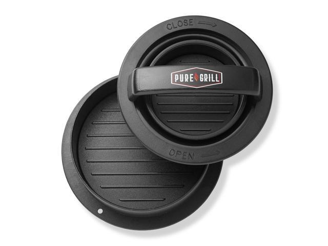 Pure Grill 3-in-1 Burger Press - Patty Maker with 100 Wax Papers for BBQ Grilling Stuffed Hamburgers, Beef Patties, and Sliders