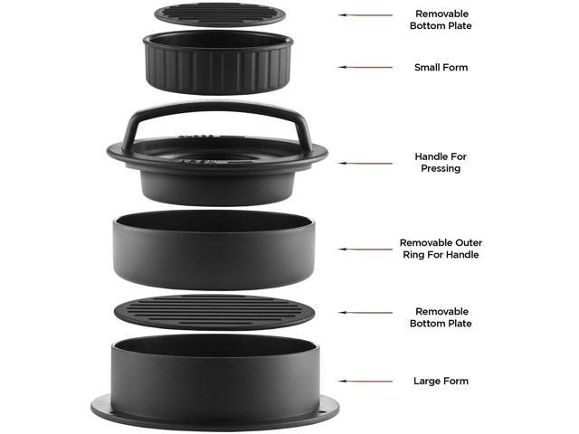 Pure Grill 3-in-1 Burger Press - Patty Maker with 100 Wax Papers for BBQ Grilling Stuffed Hamburgers, Beef Patties, and Sliders