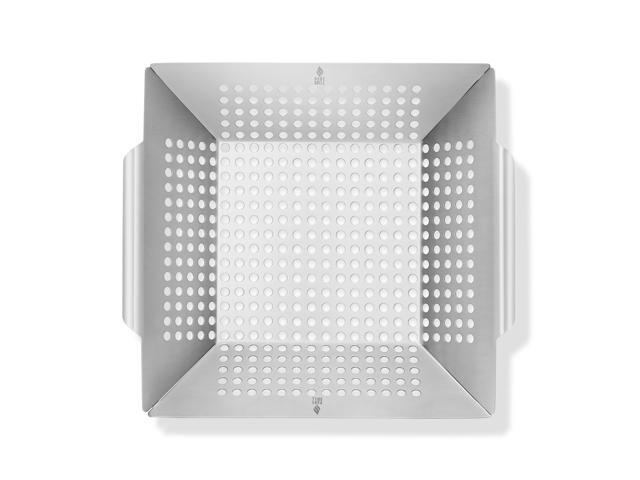Pure Grill BBQ Vegetable Grilling Basket - Stainless Steel Barbecue Wok Pan Tray