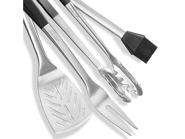 Pure Grill 4-Piece Stainless Steel BBQ Tool Utensil Set - Professional Grade Barbecue Accessories