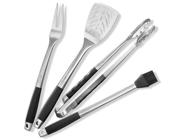 Pure Grill 4-Piece Stainless Steel BBQ Tool Utensil Set - Professional Grade Barbecue Accessories
