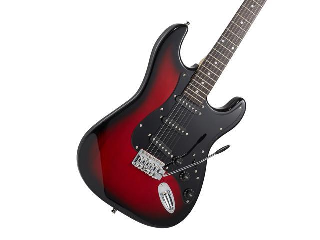 Ashthorpe 39-Inch Electric Guitar (Red-Black), Full-Size Guitar Kit with Padded Gig Bag, Tremolo Bar, Strap, Strings, Cable, Cloth, Picks