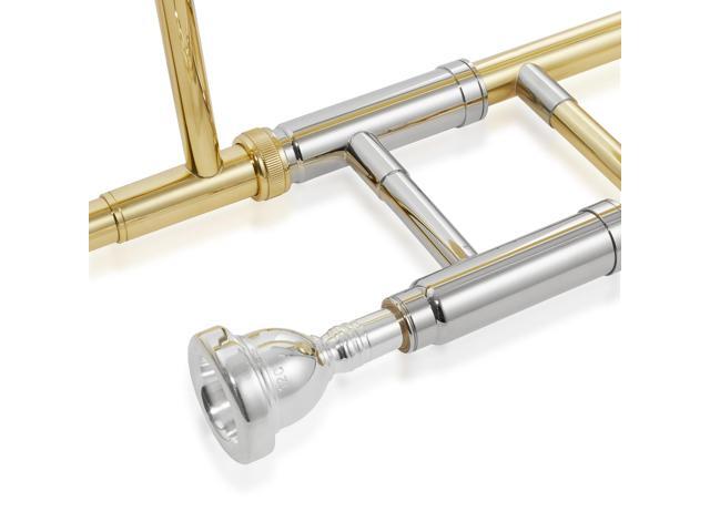 Ashthorpe Bb Tenor Slide Trombone with Gold Lacquer Finish - Includes Case, Mouthpiece, Gloves, Cleaning Cloth, Slide Grease