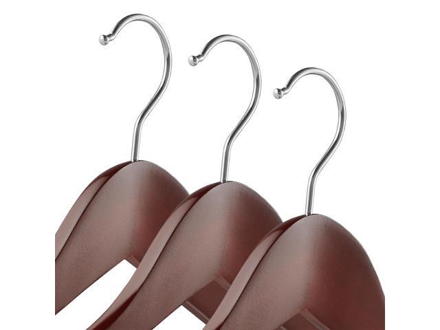 Casafield - 6 Cherry Wide Shoulder Wooden Suit Hangers - Premium Lotus Wood, Non-Slip Pant Bar & Chrome Swivel Hook for Dress Clothes, Coats,...
