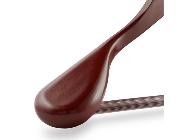 Casafield - 6 Cherry Wide Shoulder Wooden Suit Hangers - Premium Lotus Wood, Non-Slip Pant Bar & Chrome Swivel Hook for Dress Clothes, Coats,...