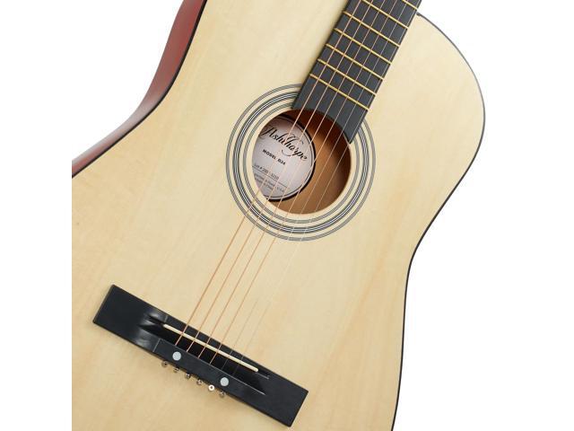 Ashthorpe 38-inch Beginner Acoustic Guitar Package (Natural), Basic Starter Kit w/ Gig Bag, Strings, Strap, Tuner, Pitch Pipe, Picks