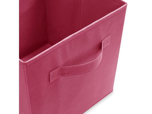 Casafield Set of 6 Collapsible Fabric Cube Storage Bins, Hot Pink - 11' Foldable Cloth Baskets for Shelves, Cubby Organizers & More