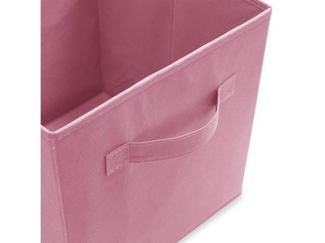 Casafield Set of 6 Collapsible Fabric Cube Storage Bins, Light Pink - 11' Foldable Cloth Baskets for Shelves, Cubby Organizers & More