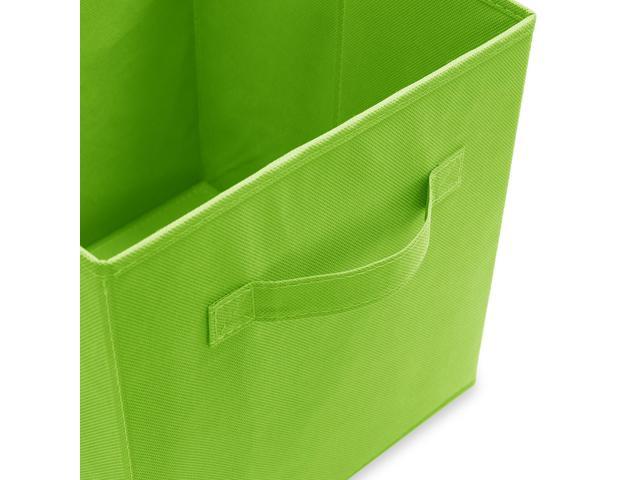 Casafield Set of 6 Collapsible Fabric Cube Storage Bins, Lime Green - 11' Foldable Cloth Baskets for Shelves, Cubby Organizers & More