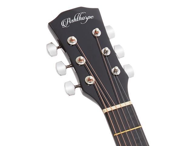 Ashthorpe 41-inch Beginner Cutaway Acoustic Guitar Package (Black), Full Size Basic Starter Kit w/ Gig Bag, Strings, Strap, Tuner, Picks