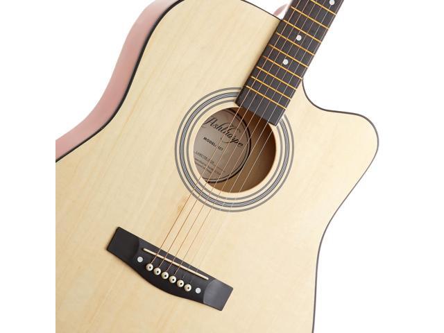 Ashthorpe 41-inch Beginner Cutaway Acoustic Guitar Package (Natural), Full Size Basic Starter Kit w/ Gig Bag, Strings, Strap, Tuner, Picks