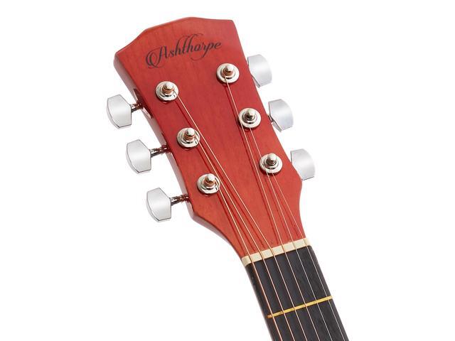 Ashthorpe 41-inch Beginner Cutaway Acoustic Guitar Package (Natural), Full Size Basic Starter Kit w/ Gig Bag, Strings, Strap, Tuner, Picks