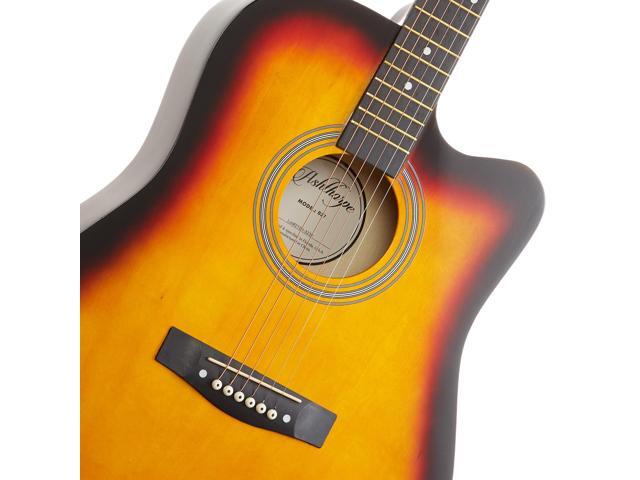 Ashthorpe 41-inch Beginner Cutaway Acoustic Guitar Package (Sunburst), Full Size Basic Starter Kit w/ Gig Bag, Strings, Strap, Tuner, Picks