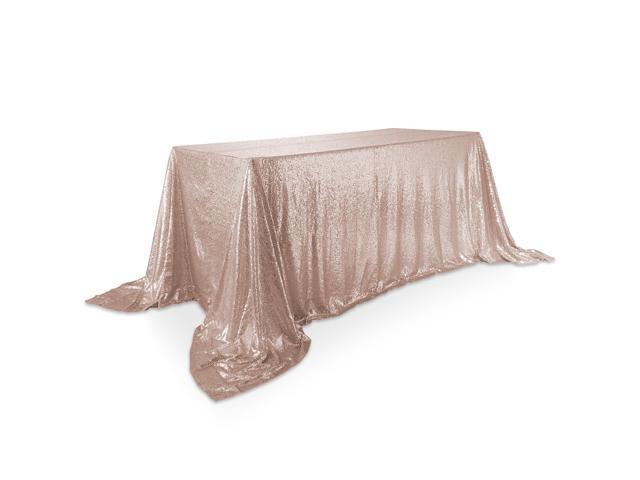 Lann's Linens 90' x 156' Rose Gold Sequin Tablecloth, Sparkly Rectangle Table Cloth for Wedding, Party, Banquet