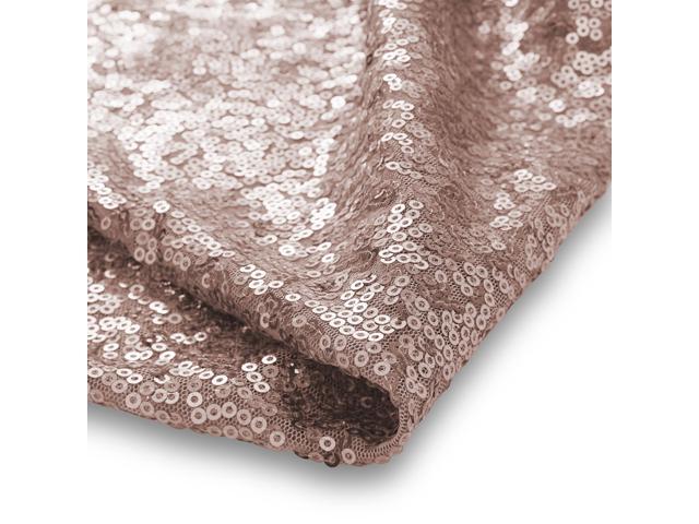 Lann's Linens 90' x 156' Rose Gold Sequin Tablecloth, Sparkly Rectangle Table Cloth for Wedding, Party, Banquet
