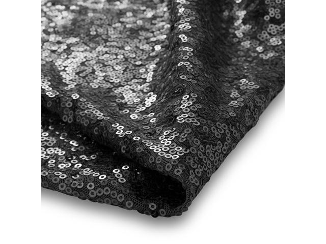 Lann's Linens 60' x 102' Black Sequin Tablecloth, Sparkly Rectangle Table Cloth for Wedding, Party, Banquet