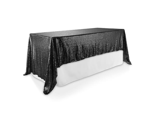 Lann's Linens 60' x 102' Black Sequin Tablecloth, Sparkly Rectangle Table Cloth for Wedding, Party, Banquet