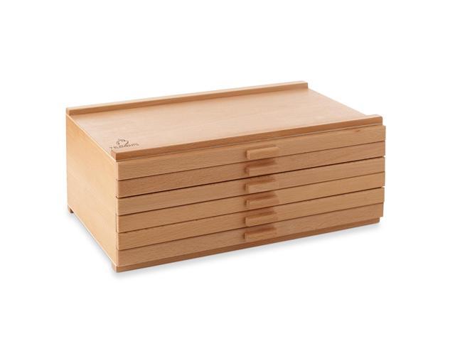 7 Elements 6 Drawer Wooden Artist Storage Supply Box for Pastels, Pencils, Pens, Markers, Brushes and Tools
