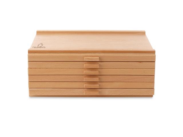 7 Elements 6 Drawer Wooden Artist Storage Supply Box for Pastels, Pencils, Pens, Markers, Brushes and Tools