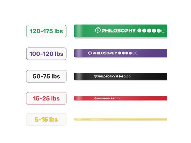 Philosophy Gym Pull Up Assist Band 5 Piece Set - Resistance Power Loop Exercise Band Set with Storage Bag