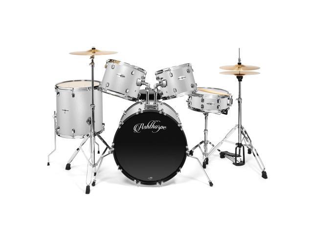 Ashthorpe 5-Piece Full Size Adult Drum Set with Remo Heads & Premium Brass Cymbals - Complete Professional Percussion Kit with Chrome Hardware -...