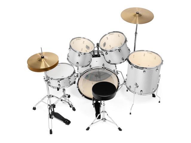 Ashthorpe 5-Piece Full Size Adult Drum Set with Remo Heads & Premium Brass Cymbals - Complete Professional Percussion Kit with Chrome Hardware -...