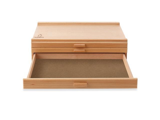 7 Elements 3 Drawer Wooden Artist Storage Supply Box for Pastels, Pencils, Pens, Markers, Brushes and Tools