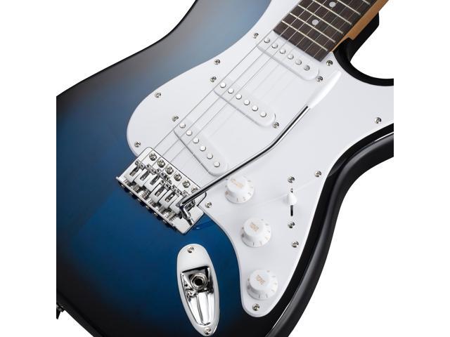 Ashthorpe 39-Inch Electric Guitar (Blue-White), Full-Size Guitar Kit with Padded Gig Bag, Tremolo Bar, Strap, Strings, Cable, Cloth, Picks