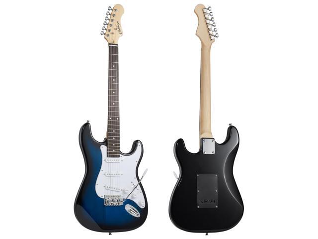 Ashthorpe 39-Inch Electric Guitar (Blue-White), Full-Size Guitar Kit with Padded Gig Bag, Tremolo Bar, Strap, Strings, Cable, Cloth, Picks