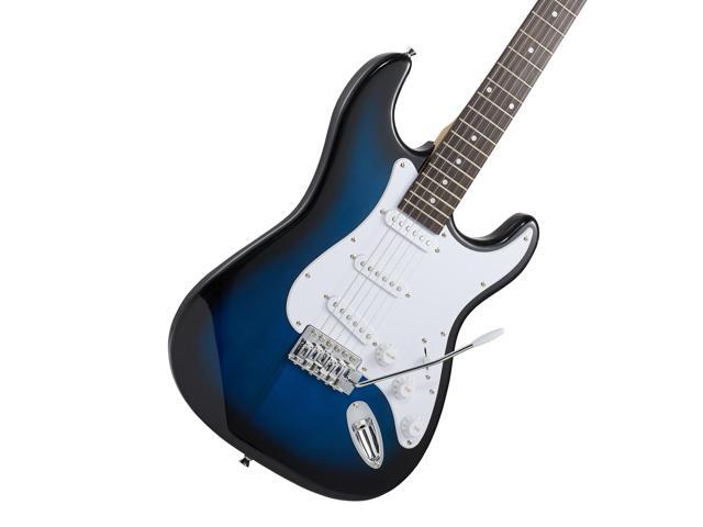 Ashthorpe 39-Inch Electric Guitar (Blue-White), Full-Size Guitar Kit with Padded Gig Bag, Tremolo Bar, Strap, Strings, Cable, Cloth, Picks
