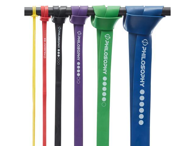 Philosophy Gym Pull Up Assist Band 6 Piece Set - Resistance Power Loop Exercise Band Set with Storage Bag