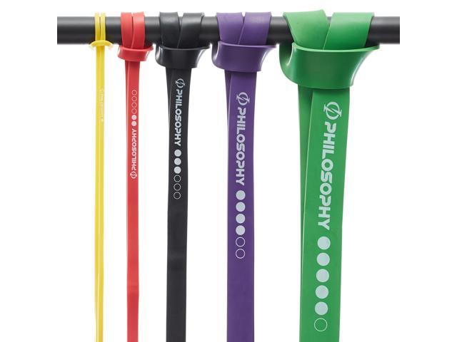 Philosophy Gym Pull Up Assist Band 5 Piece Set - Resistance Power Loop Exercise Band Set with Storage Bag