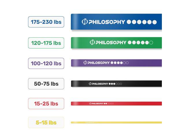 Philosophy Gym Pull Up Assist Band 6 Piece Set - Resistance Power Loop Exercise Band Set with Storage Bag
