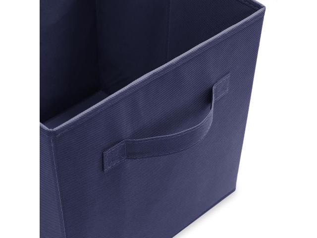 Casafield Set of 6 Collapsible Fabric Cube Storage Bins, Navy Blue - 11' Foldable Cloth Baskets for Shelves, Cubby Organizers & More